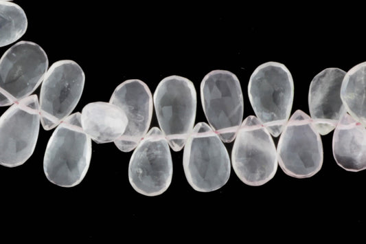 Pink Rose Quartz 10x6mm Faceted Pear Shaped Briolettes