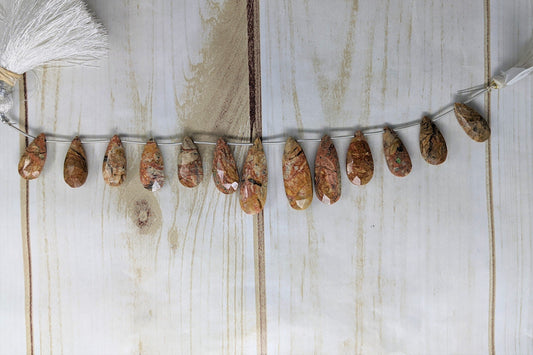 Brown Jasper 18x10mm Faceted Pear Shaped Briolettes
