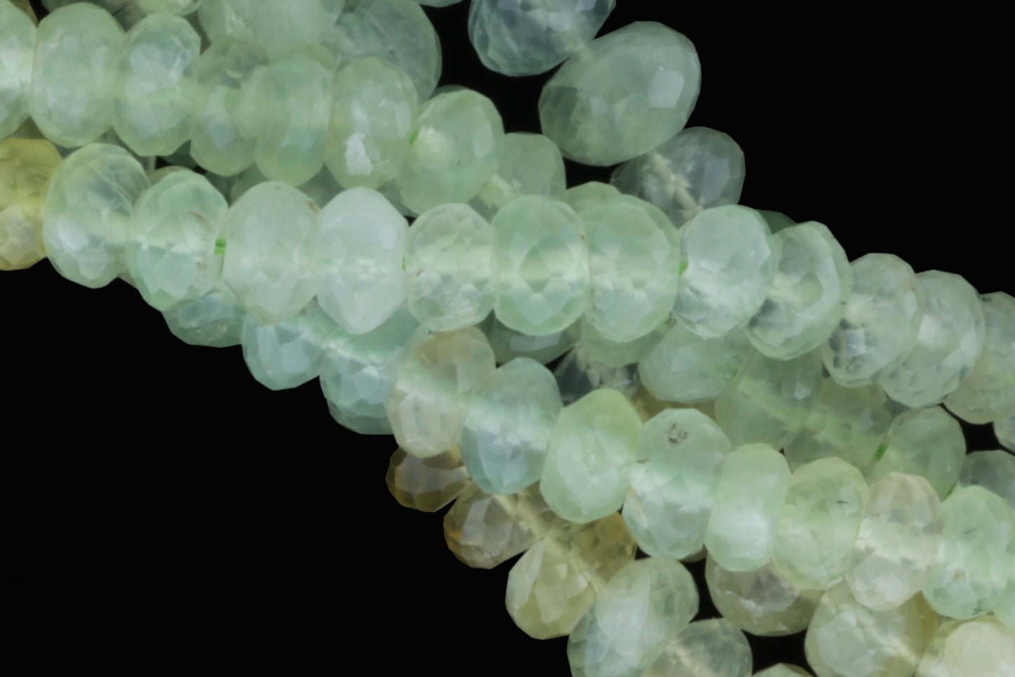 Ombre Green Prehnite 10mm Faceted Rondelles