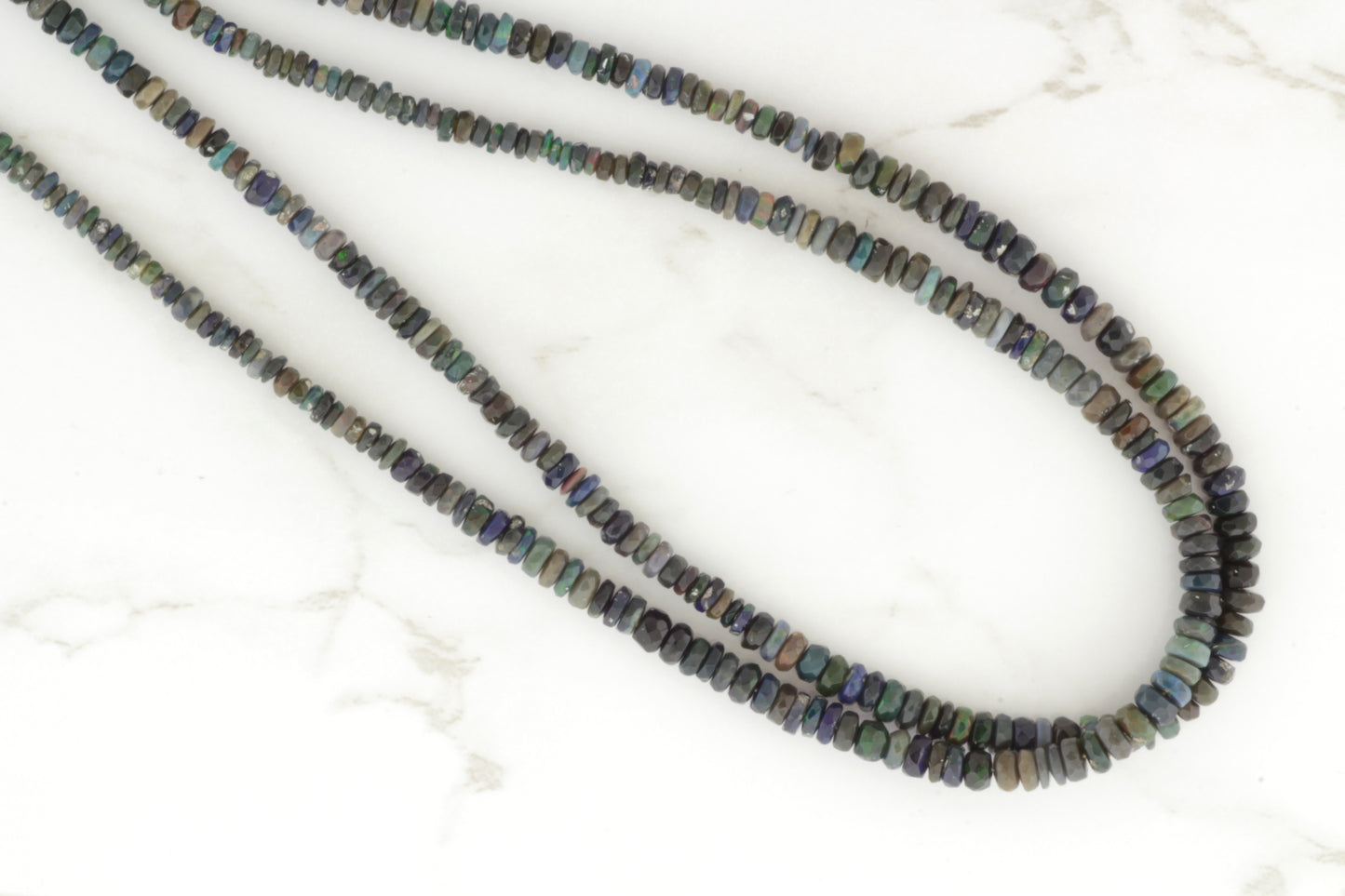 Black Ethiopian Opal 3mm Faceted Rondelles