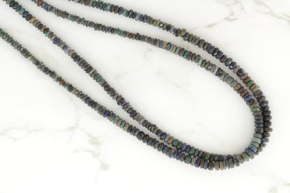 Black Ethiopian Opal 3mm Faceted Rondelles