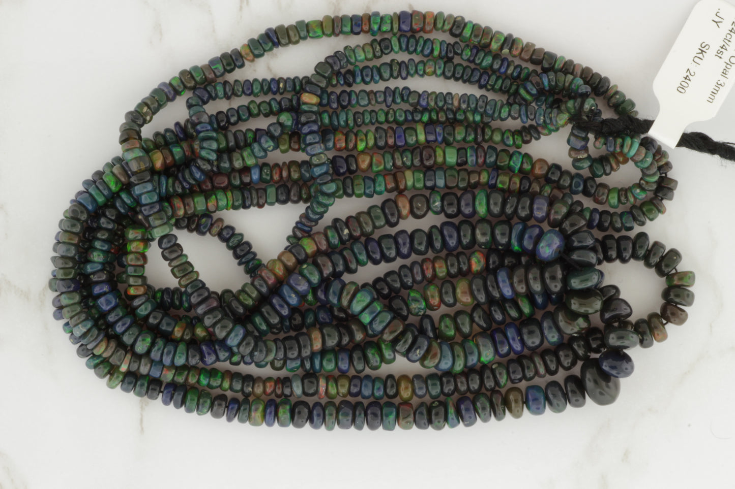 Black Ethiopian Opal 3mm Smooth Rondelles