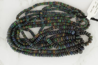 Black Ethiopian Opal 3mm Smooth Rondelles