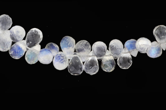 AA Blue Rainbow Moonstone 6x4mm Faceted Teardrop Briolettes