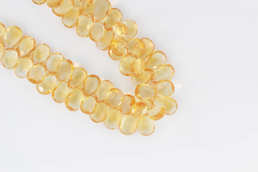 Yellow Citrine 11x7mm Faceted Pear Shaped Briolettes