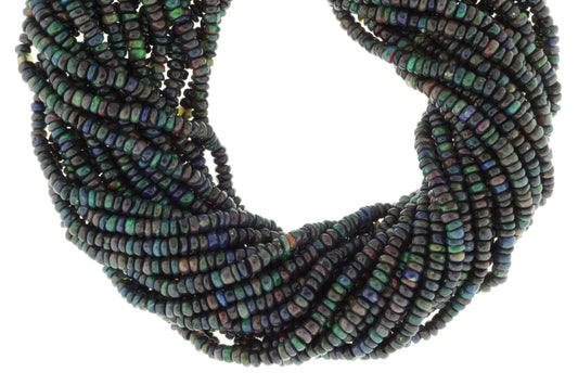 Black Ethiopian Opal 4mm Smooth Rondelles