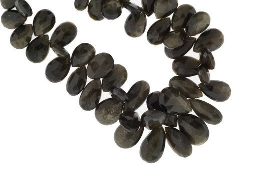 Cat's Eye Feldspar 15x9mm Faceted Pear Shaped Briolettes