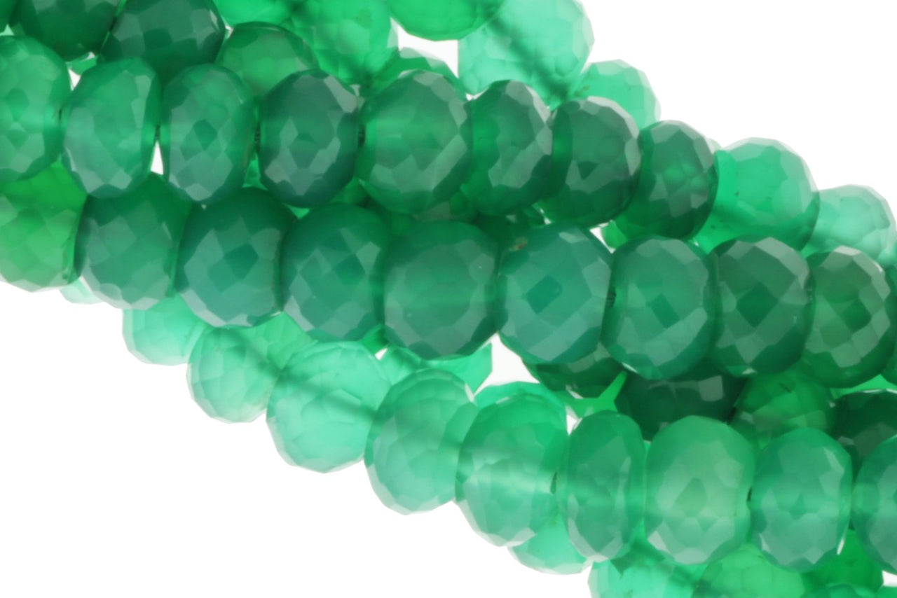 Green Onyx 9mm Faceted Rondelles