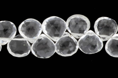 Clear Rock Crystal Quartz 8mm Faceted Heart Shaped Briolettes