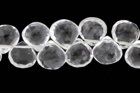Clear Rock Crystal Quartz 8mm Faceted Heart Shaped Briolettes