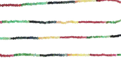 Rainbow Multi Ruby, Emerald, and Sapphire 2.5mm Faceted Rondelles