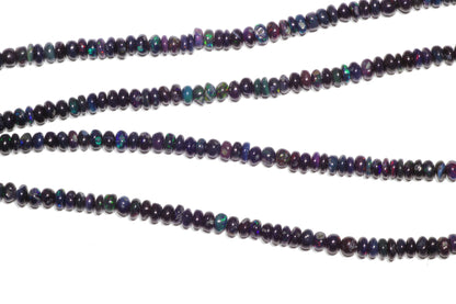 Black Ethiopian Opal 4mm Smooth Rondelles