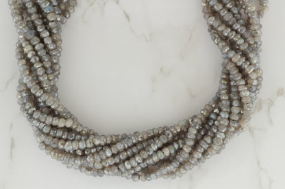 Coated Labradorite 4mm Faceted Rondelles