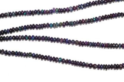 Black Ethiopian Opal 6mm Smooth Rondelles