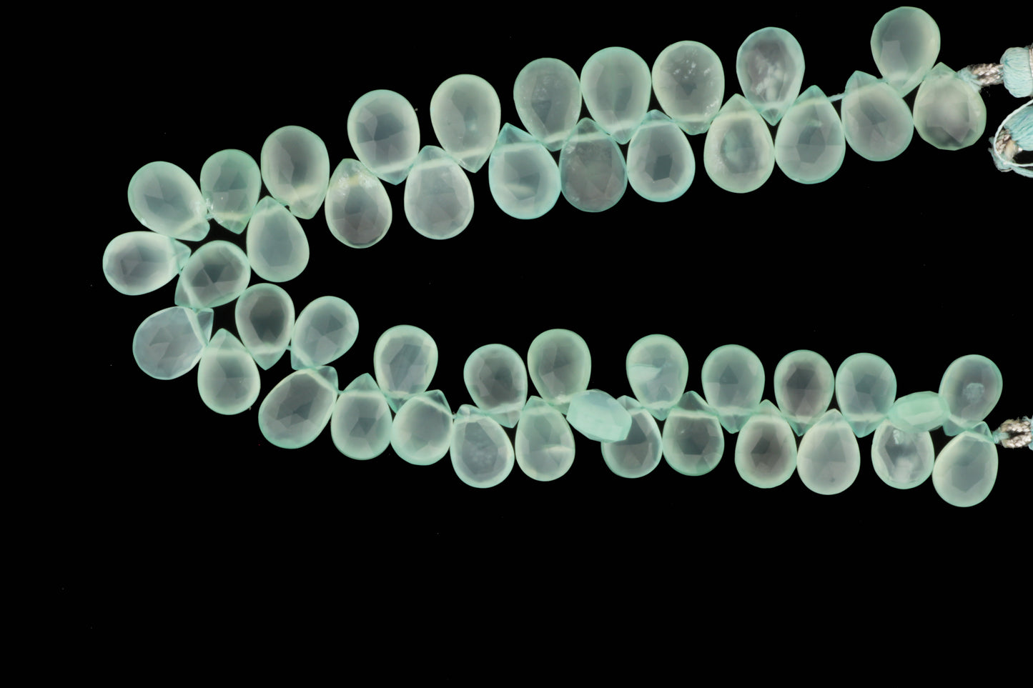 Aqua Chalcedony 9x7mm Faceted Pear Shaped Briolettes