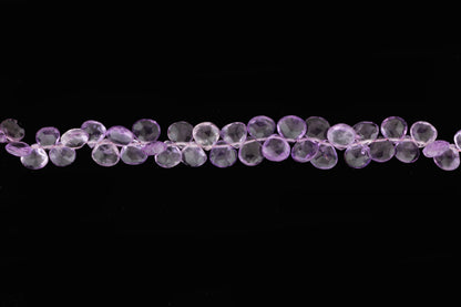 Pink Amethyst 7mm Faceted Heart Shaped Briolettes
