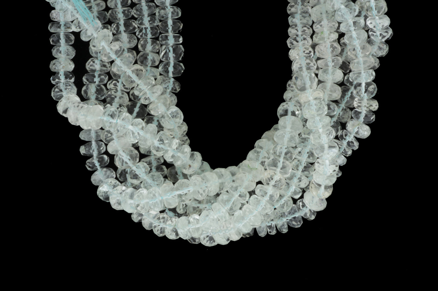 Pale Blue Aquamarine 7mm Faceted Rondelles