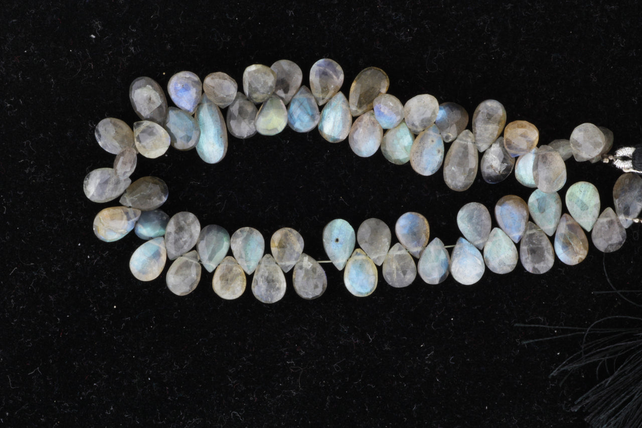 Blue Labradorite 9x6mm Faceted Pear Shaped Briolettes