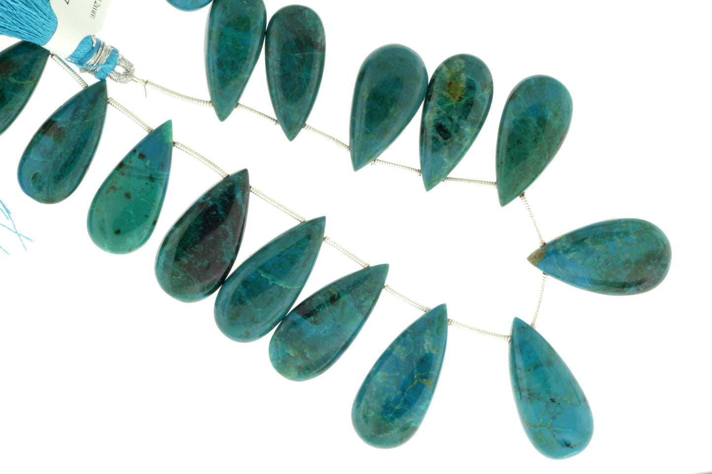 Blue Green Chrysocolla 22x12mm Smooth Pear Shaped Briolettes