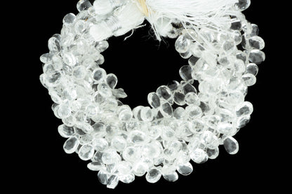 Clear Rock Crystal Quartz 7x5mm Faceted Pear Shaped Briolettes