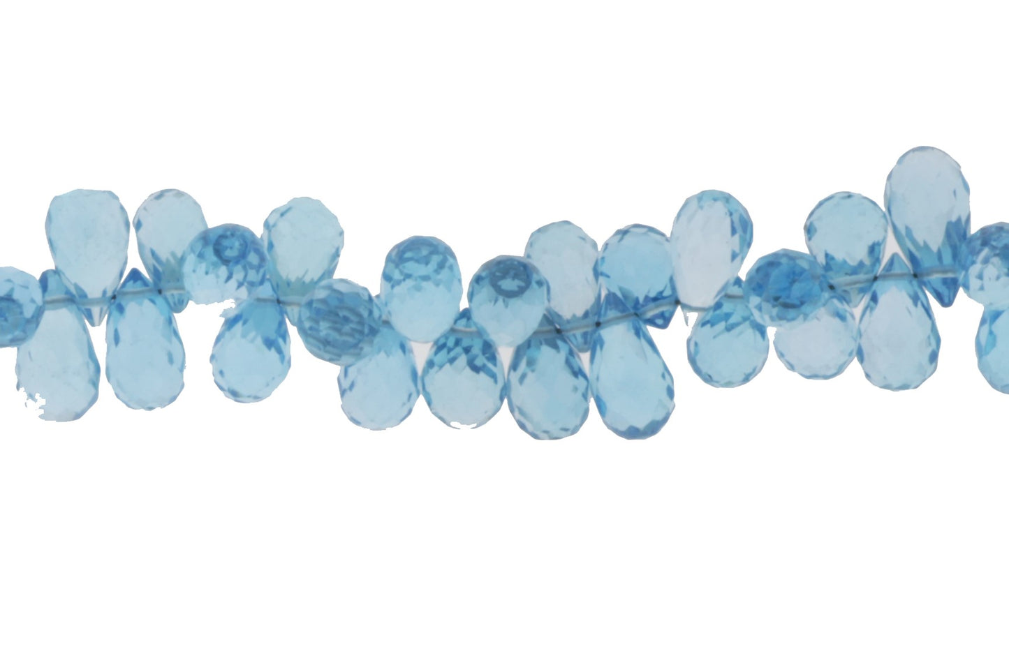 Swiss Blue Topaz 8x5mm Faceted Teardrop Briolettes Bead Strand