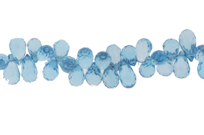 Swiss Blue Topaz 8x5mm Faceted Teardrop Briolettes Bead Strand