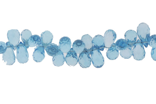 Swiss Blue Topaz 8x5mm Faceted Teardrop Briolettes Bead Strand