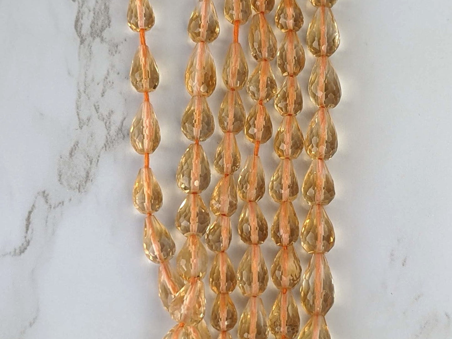 Yellow Citrine 8x6mm Center Drilled Teardrop Briolettes