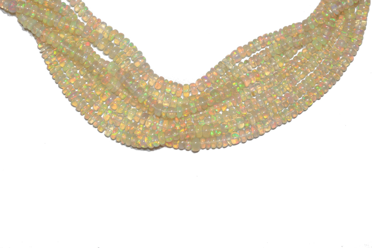 White Ethiopian Opal 3mm Smooth Rondelles