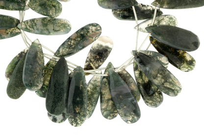 Green Moss Agate 20x10mm Faceted Pear Shaped Briolettes
