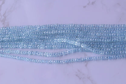 Blue Aquamarine 3.5mm Faceted Rondelles