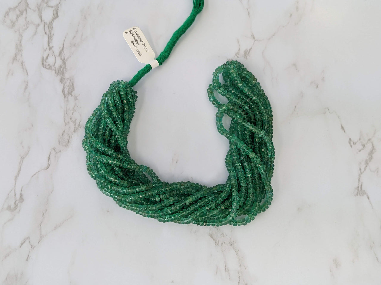 Green Emerald 3mm Faceted Rondelles