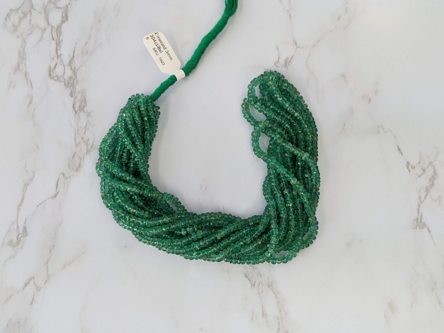 Green Emerald 3mm Faceted Rondelles