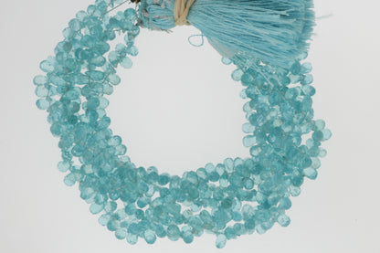 Sea Blue Apatite 5x3mm Faceted Teardrop Briolettes