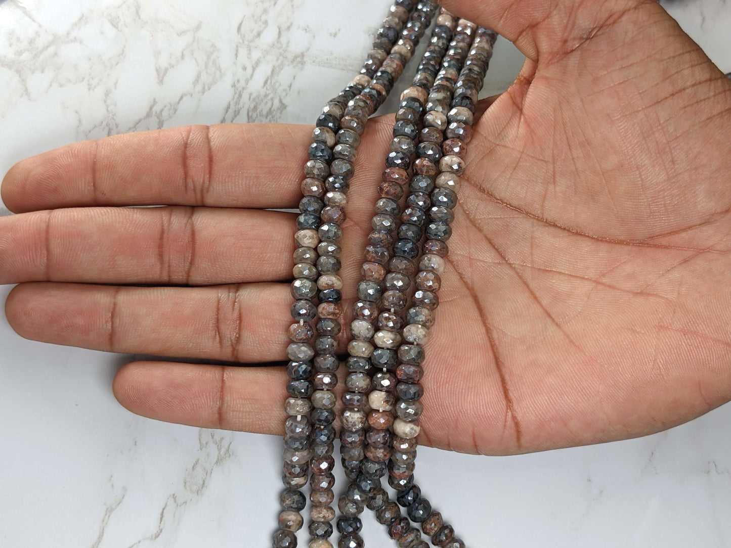 Coated Multi Moonstone 6mm Faceted Rondelles