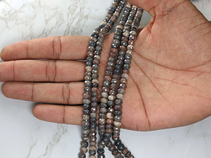 Coated Multi Moonstone 6mm Faceted Rondelles