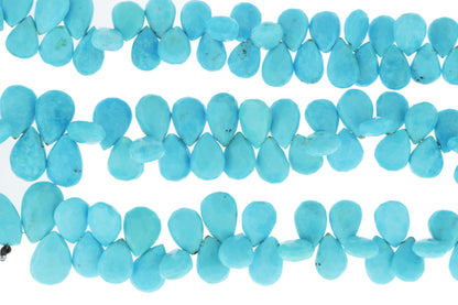 Natural Blue Turquoise 12x8mm Faceted Pear Shaped Briolettes