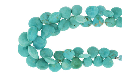 Natural Blue-Green Turquoise 11mm Faceted Heart Shaped Briolettes