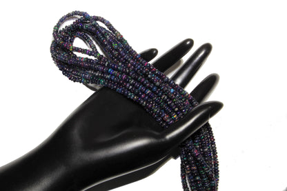 Black Ethiopian Opal 4mm Smooth Rondelles