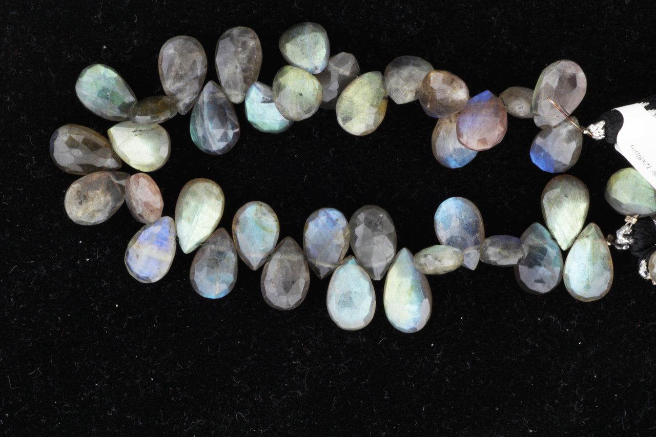 Blue Labradorite 12x8mm Faceted Pear Shaped Briolettes