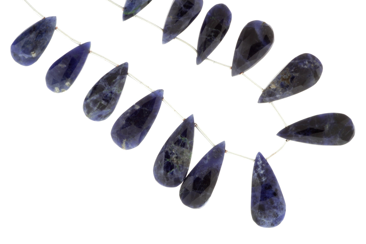 Blue Sodalite 18x10mm Faceted Pear Shaped Briolettes