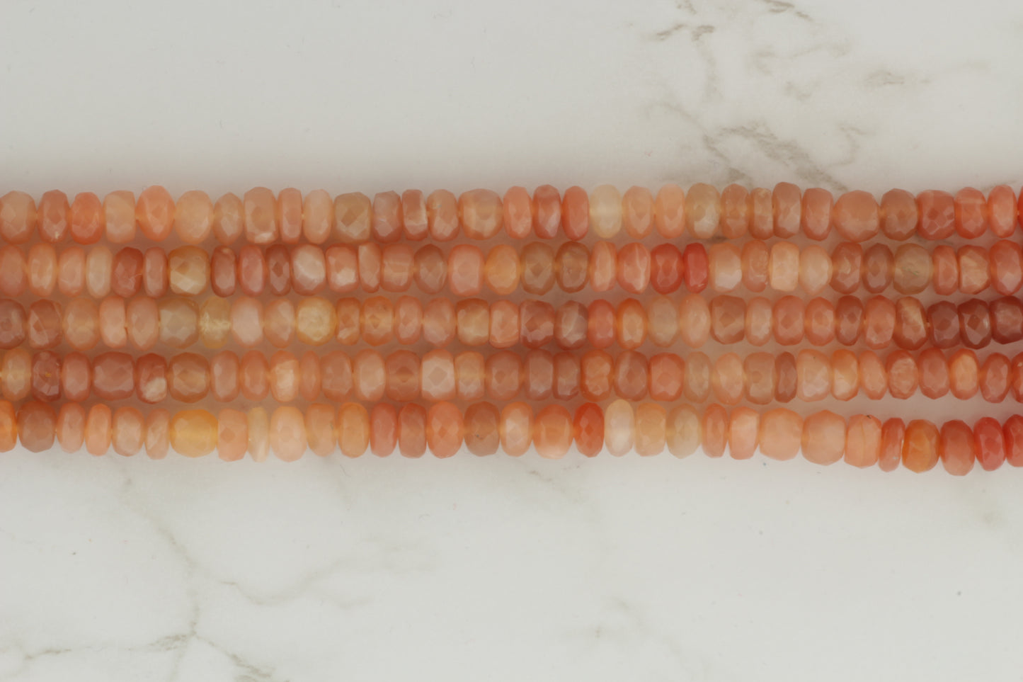 Ombre Peach Moonstone 6mm Faceted Rondelles