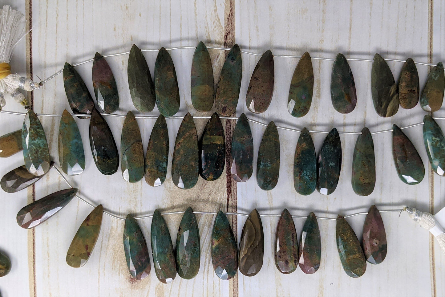 Bi-Color Agate 25x12mm Faceted Pear Shaped Briolettes
