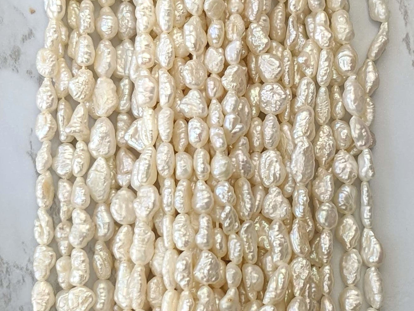 White Freshwater Pearl 7x3mm Biwa Sticks