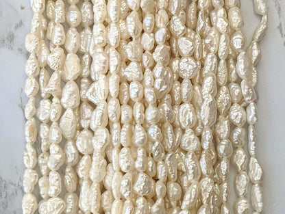 White Freshwater Pearl 7x3mm Biwa Sticks