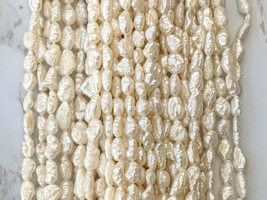 White Freshwater Pearl 7x3mm Biwa Sticks