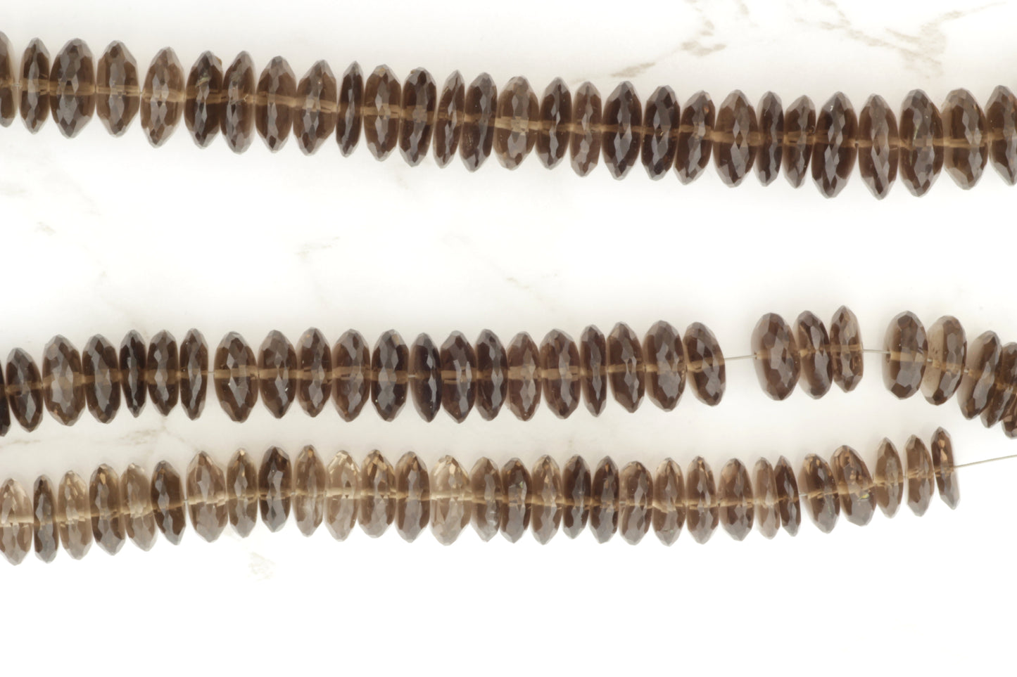 Brown Smoky Quartz 10mm German Cut Faceted Rondelles