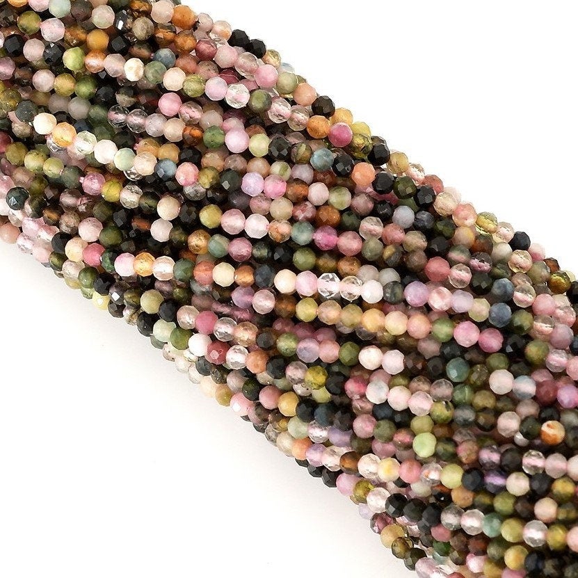 Confetti Watermelon Tourmaline 2mm Faceted Rounds