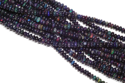 Black Ethiopian Opal 4mm Smooth Rondelles