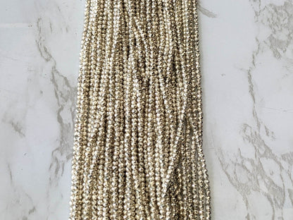 Silver Plated Pyrite 2mm Faceted Rounds